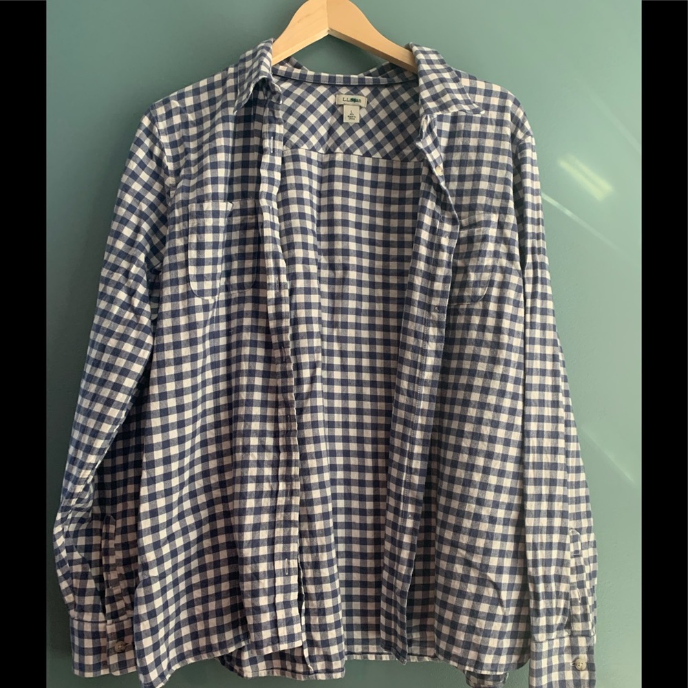 LL Bean Blueberry and White flannel